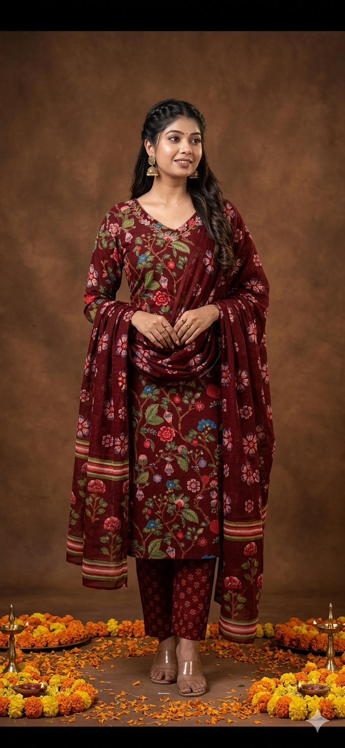Pure Jaipur Cotton Suit Set with embroidery - Image 2