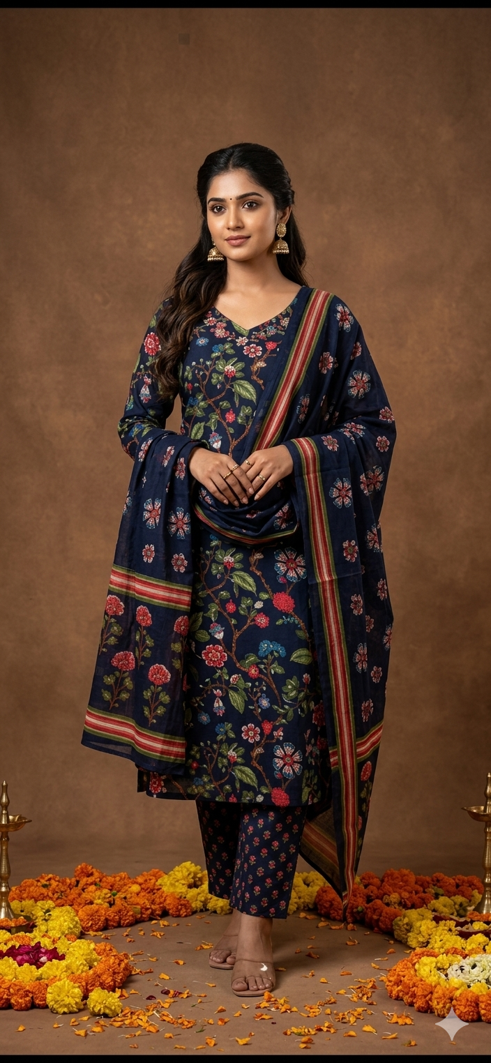Pure Jaipur Cotton Suit Set with embroidery - Image 2