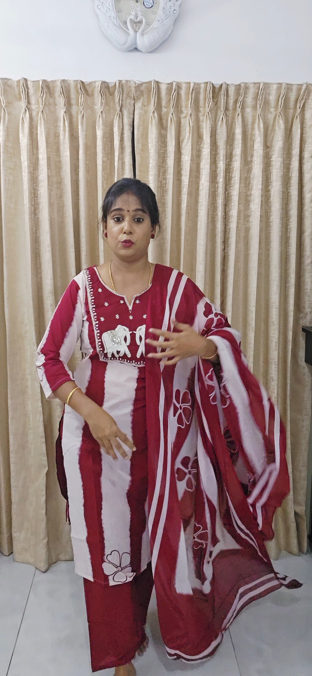 Striped Cotton Salwar Suit Set with Printed Dupatta - Image 4