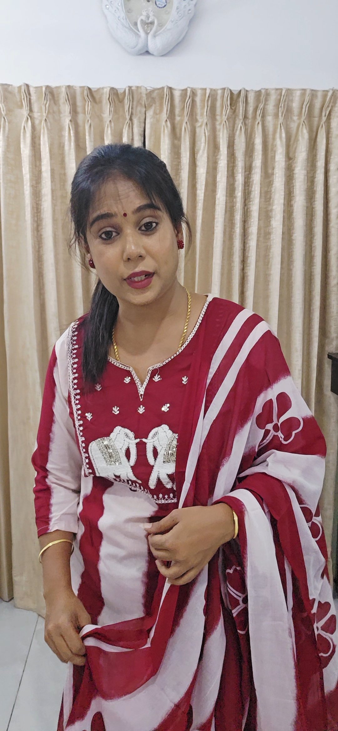 Striped Cotton Salwar Suit Set with Printed Dupatta - Image 5