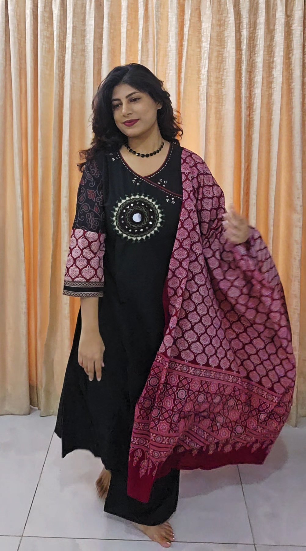 Pure Cotton Mirror Work Kurta Set - Image 3