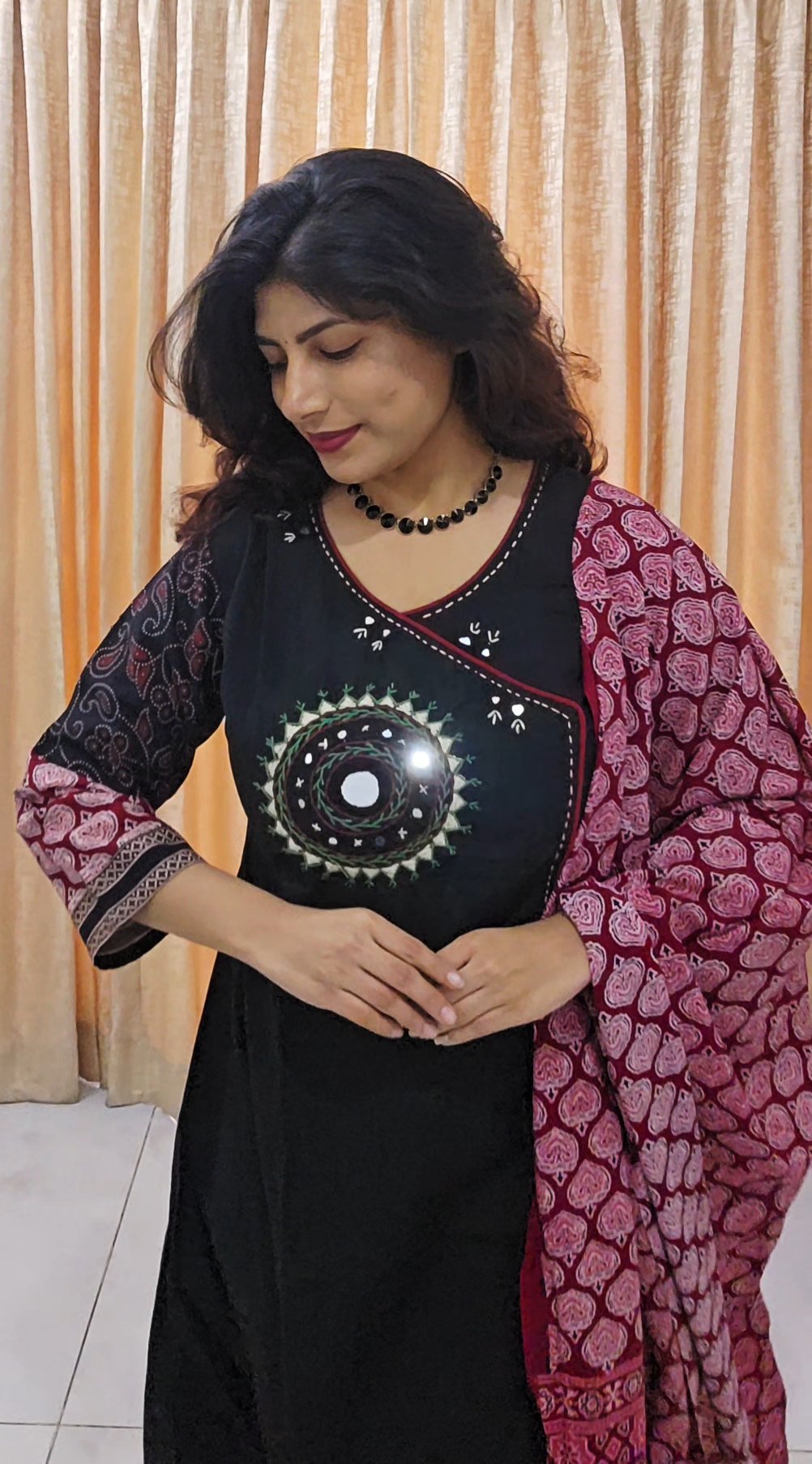 Pure Cotton Mirror Work Kurta Set - Image 5