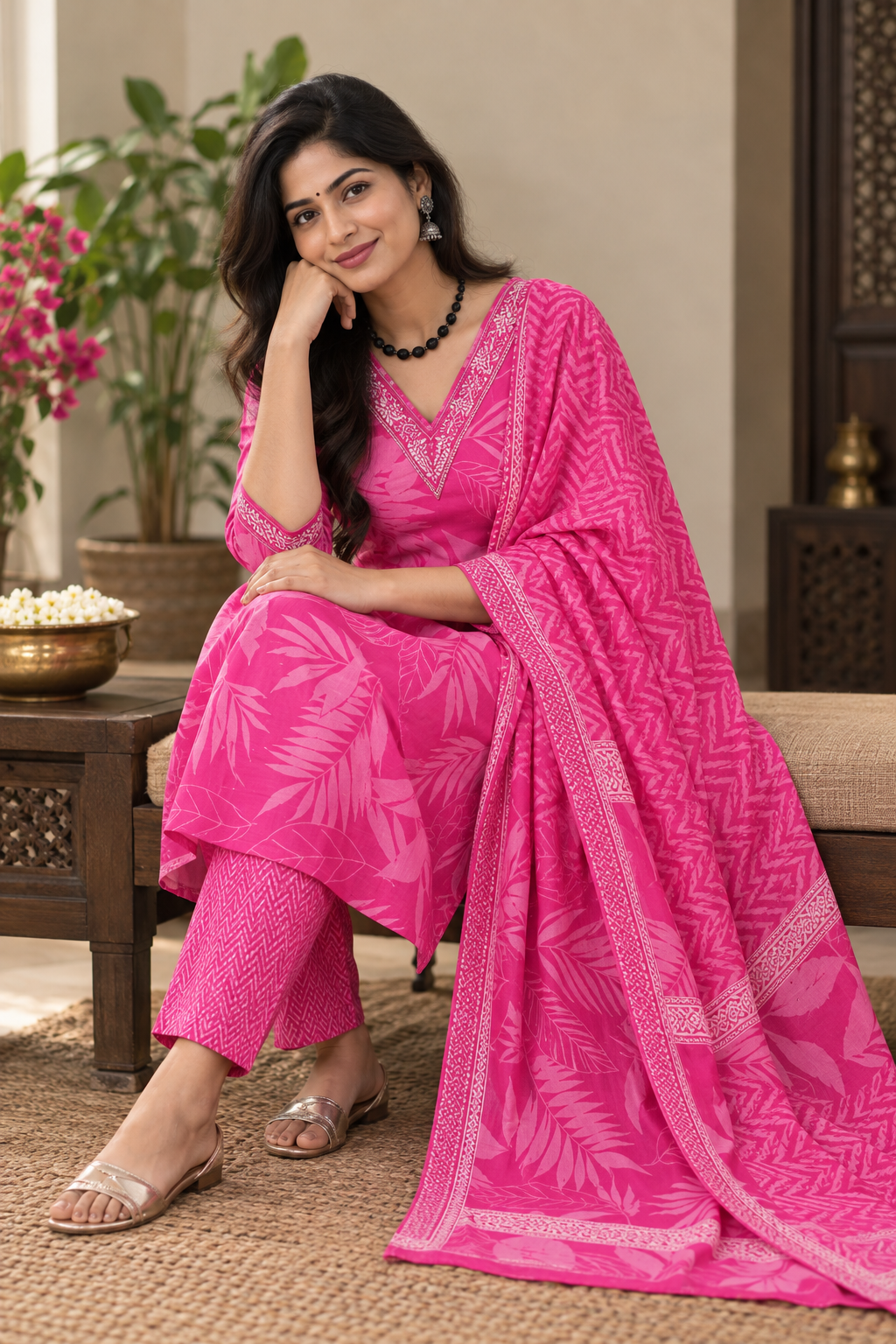 Pure Jaipur Cotton Suit Set with embroidery - Image 2