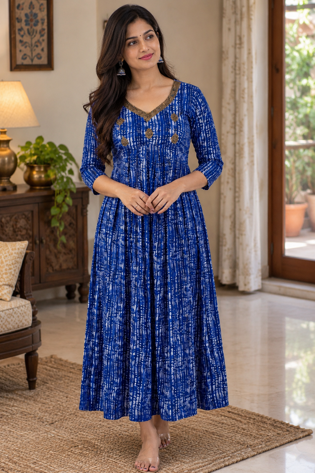 Elegant Semi-Silk Handworked Kurta - Image 2