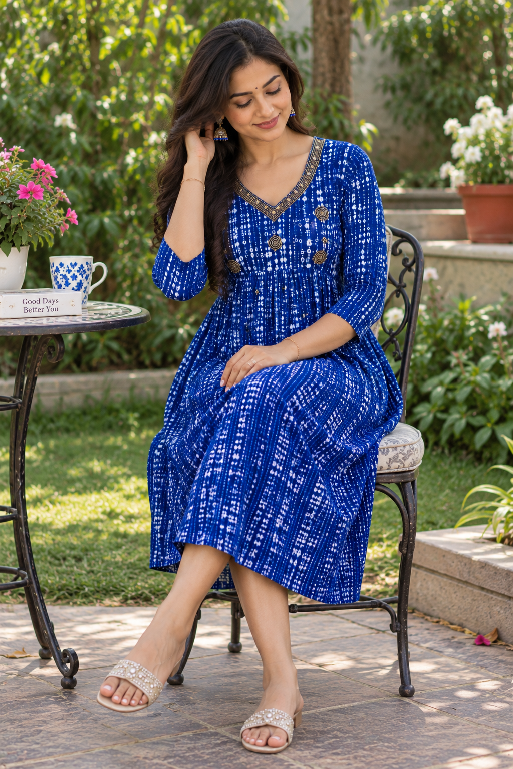 Elegant Semi-Silk Handworked Kurta - Image 3