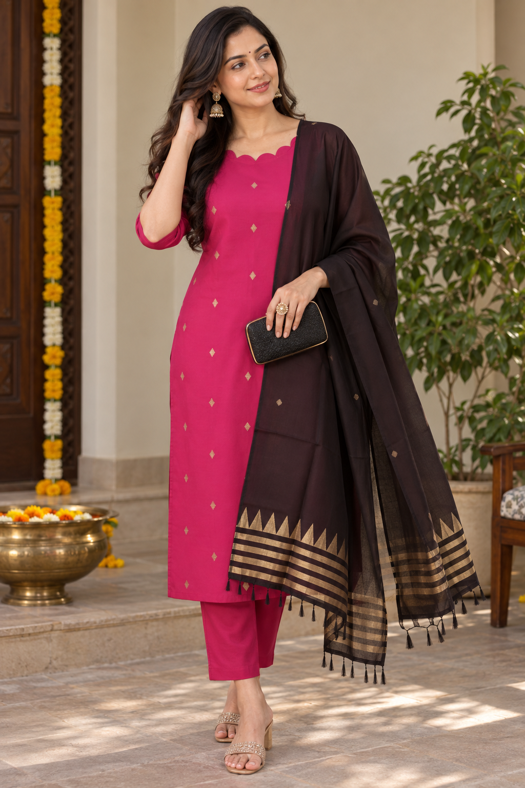 Raw Silk Festive Suit Set - Image 2