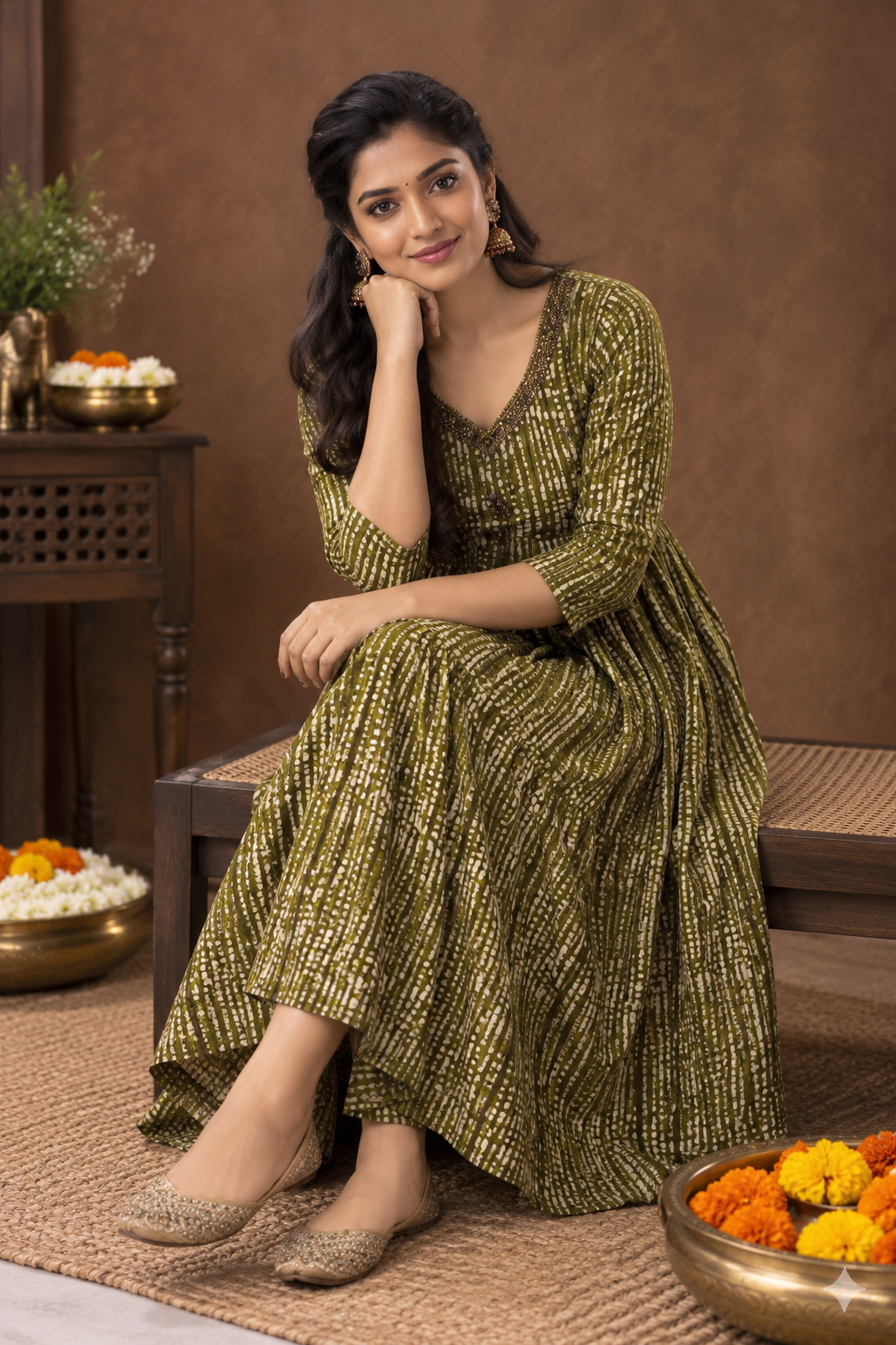 Elegant Semi-Silk Handworked Kurta - Image 2