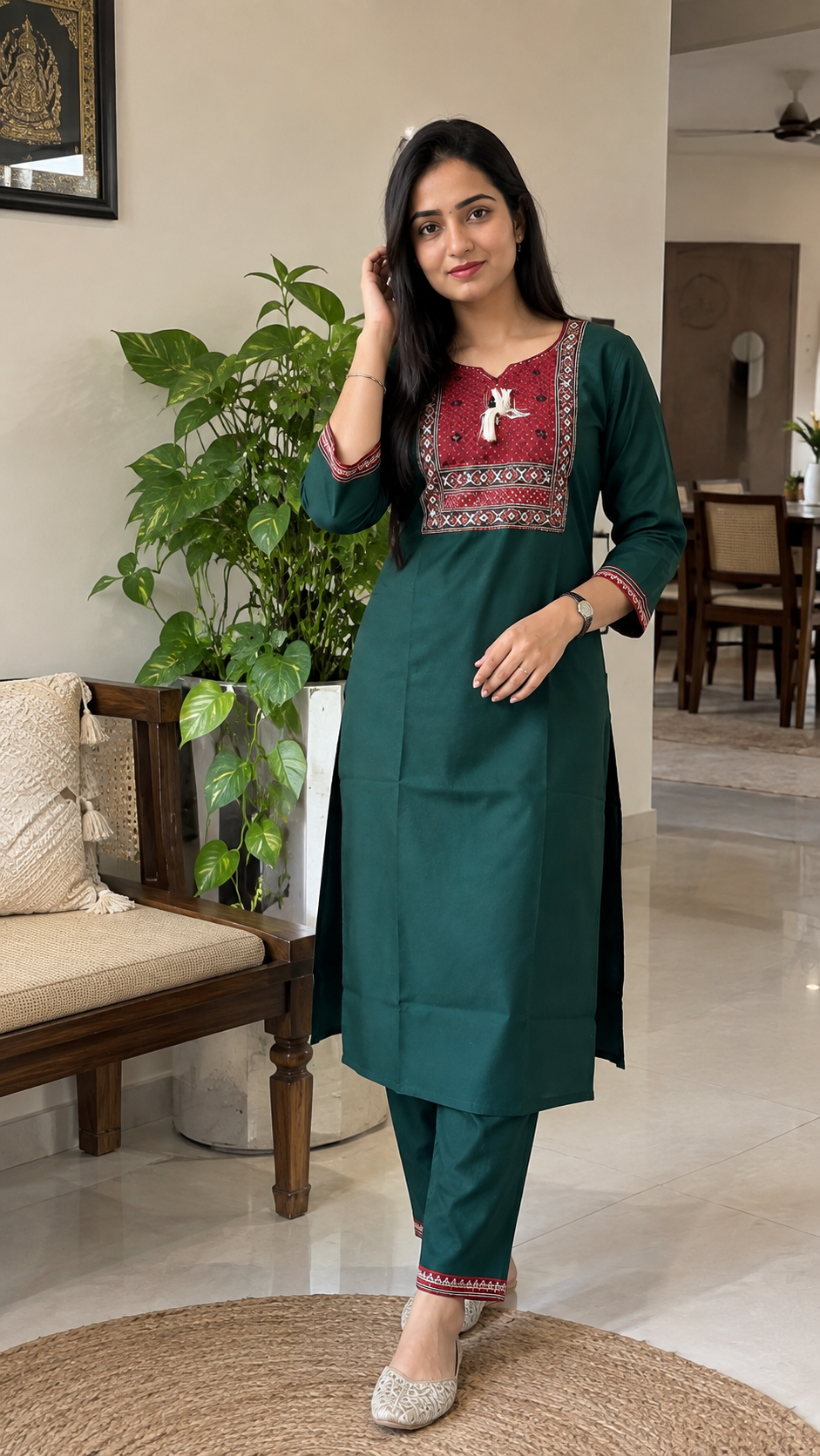 Pure Jaipur Cotton co ord Set with embroidery - Image 3