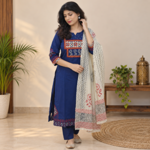 Pure Cotton Printed Kurta Set with Dupatta