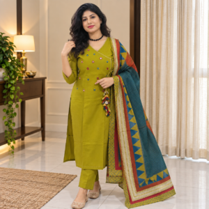 Pure Cotton Suit Set with Patchwork Yoke
