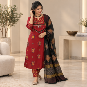 Maroon Cotton Salwar Suit Set