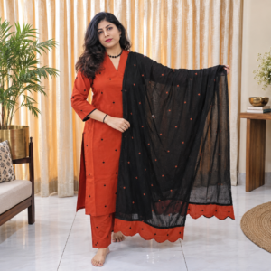 Burnt Orange Pure Soft Cotton Salwar Suit