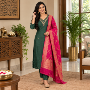 Roman Silk Embroidered Suit Set