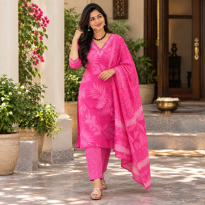 Pure Jaipur Cotton Suit Set with embroidery