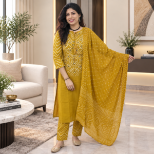 Bandhani Mirror Work Suit Set