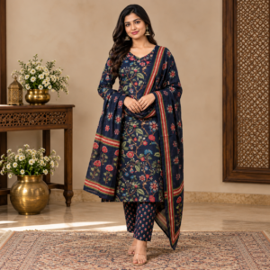 Pure Jaipur Cotton Suit Set with embroidery