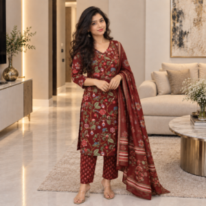 Pure Jaipur Cotton Suit Set with embroidery