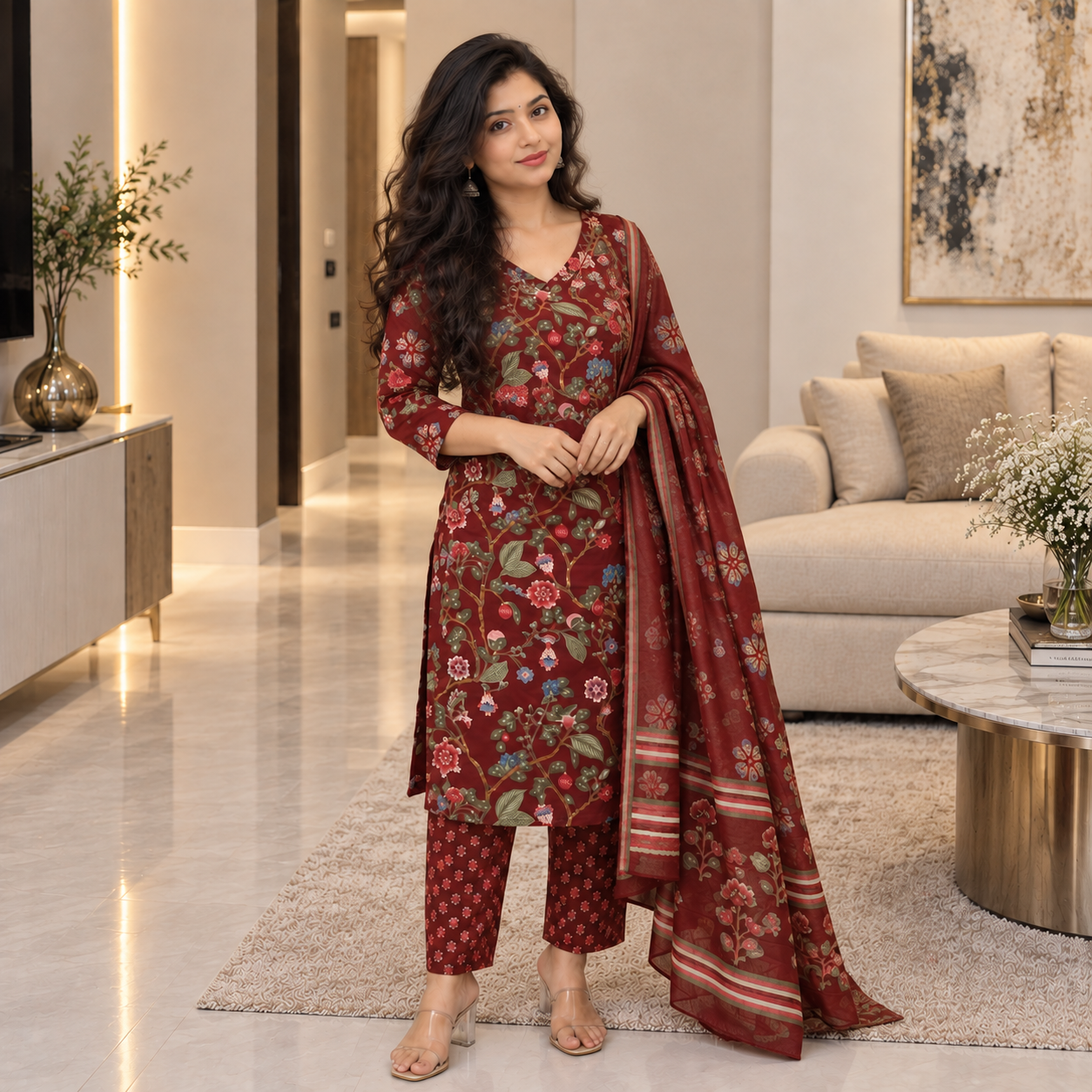 Pure Jaipur Cotton Suit Set with embroidery