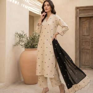 Soft Cotton Embroidered Salwar Suit Set
