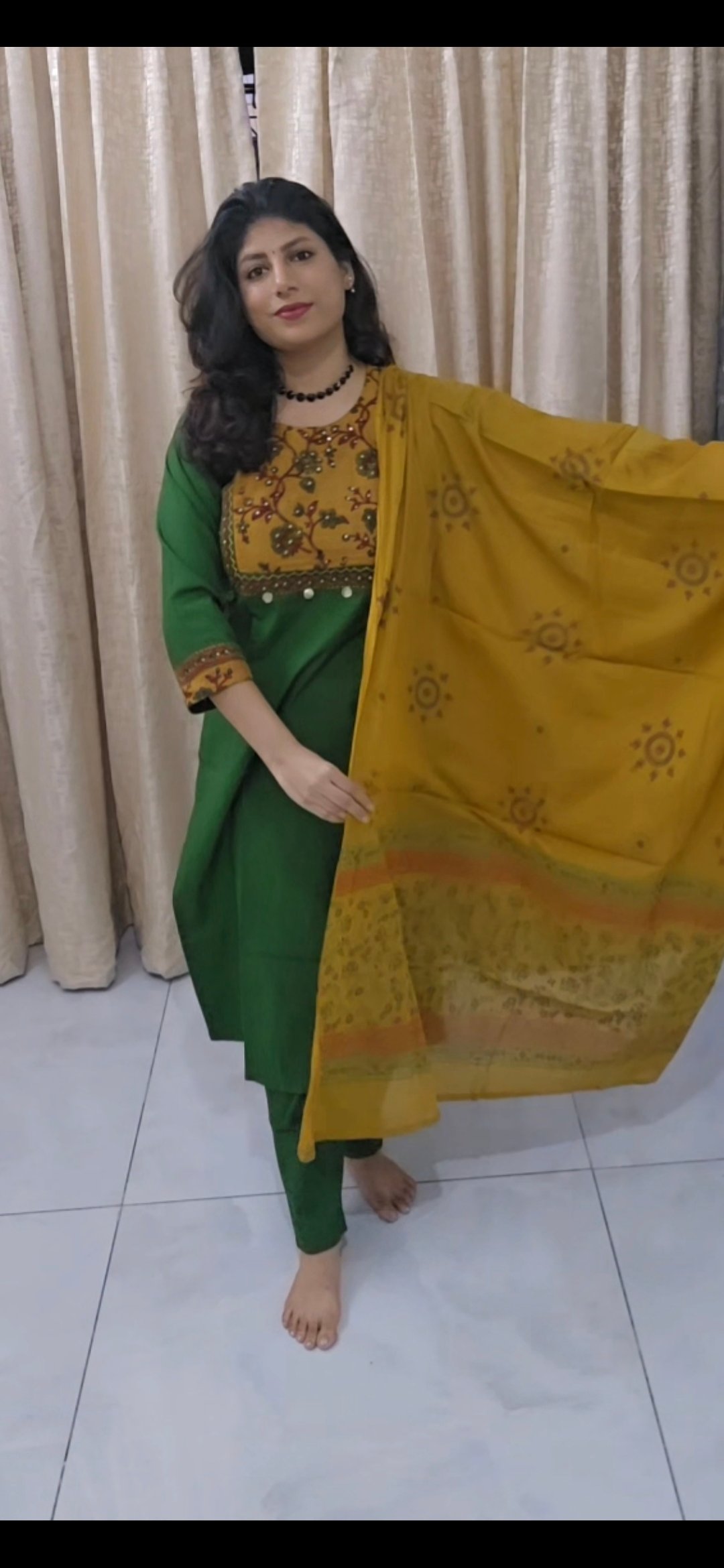 Elegant Green Cotton Salwar Suit Set - Image 4
