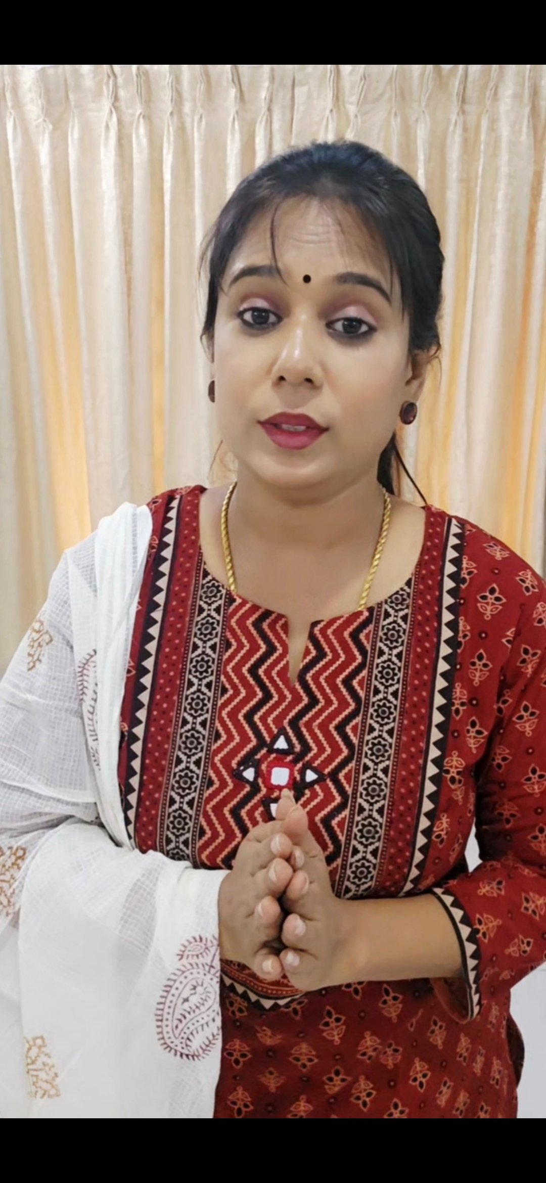 Maroon Cotton Suit Set with Mirror Work - Image 3