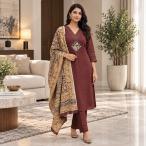 Cotton Suit Set with Kalamkari Dupatta