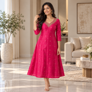Premium Raw Silk Embroidered Anarkali