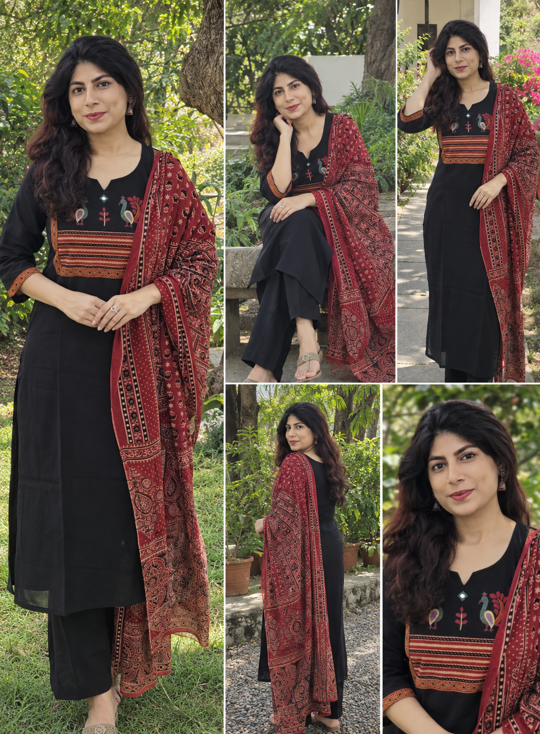 Pure Cotton Kurta Pant Set with Contrast Dupatta - Image 3