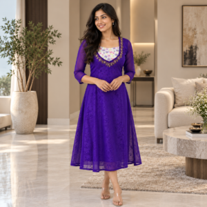 Purple Georgette Embroidered Top