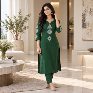 Pure Ghamthi Cotton co ord Set with embroidery